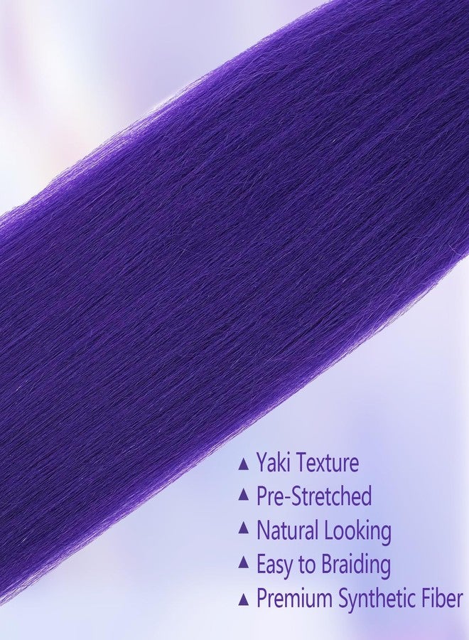 AGO Long Purple Braiding Hair Pre stretched Synthetic Hair Extensions as Rumi Hair Style,Yaki Texture Purple Hair Extensions for Stage Party Halloween Costume Cosplay 24 inch(Pack of 2) - Image 5